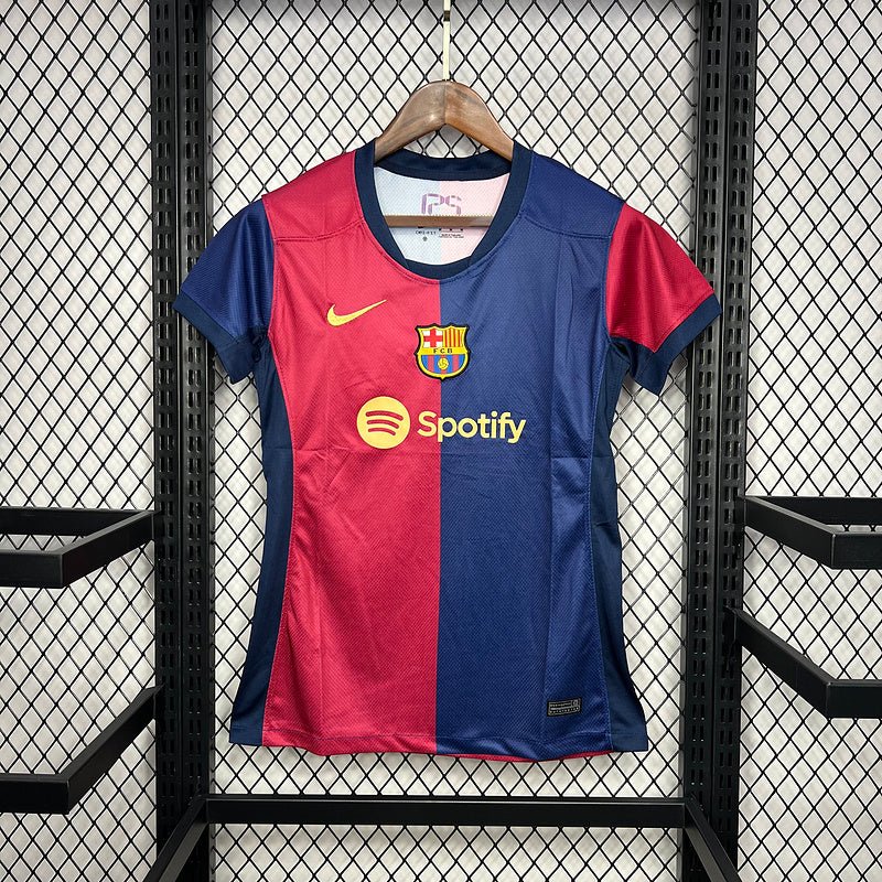Camisa Barcelona Casa l 24/25 Azul e Vermelho - (Feminina)