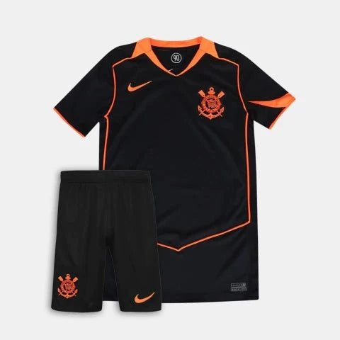 Kit Infantil Nike Total 90 Corinthians III 2025 Preto e Laranja